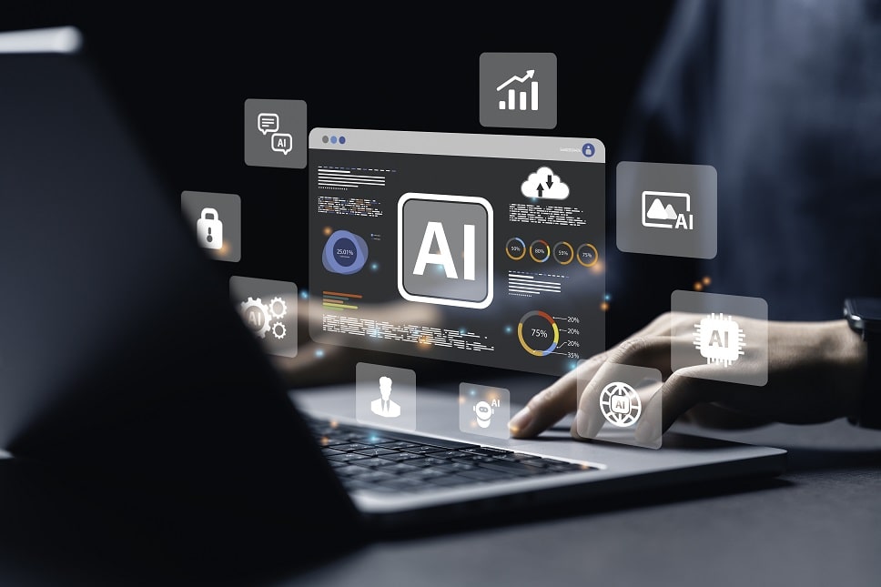 Person using AI features on laptop