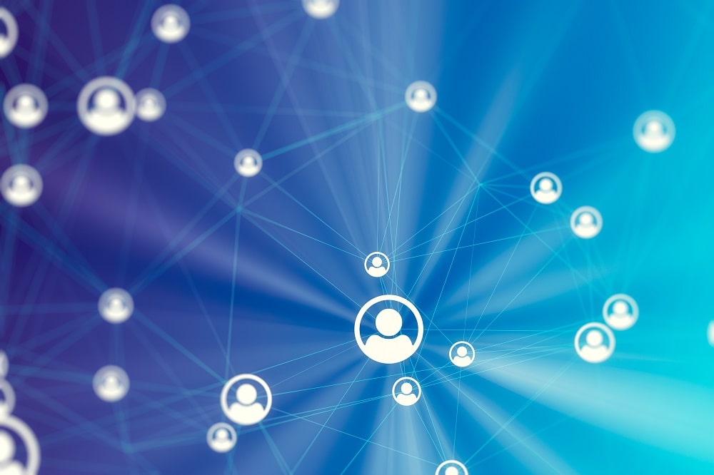 blue map of how people are connected on the internet