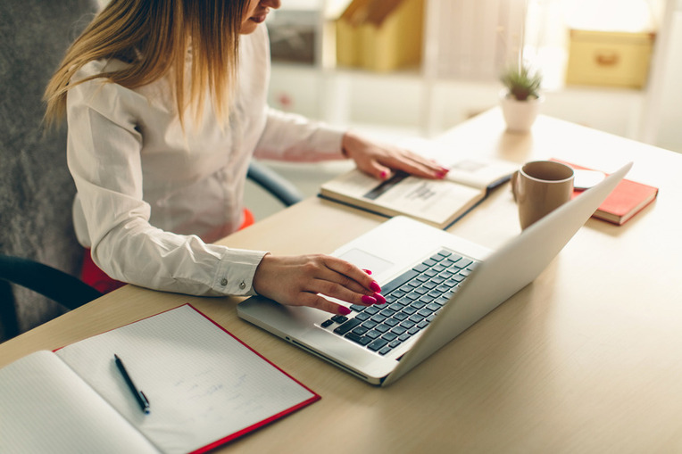 person searching on laptop for professional service, symbolizing business success with professional services website agency