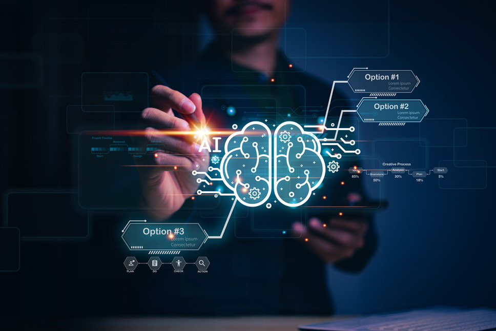 Person interacting with AI interface on digital device, representing business success with idea generation using ChatGPT