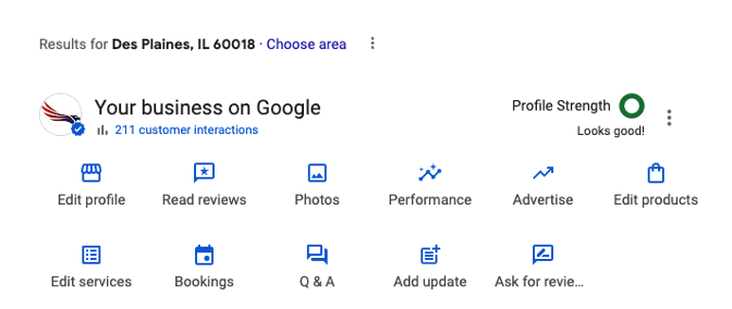 Strong Google Business Profile results for Americaneagle.com location in Des Plaines, Illinois