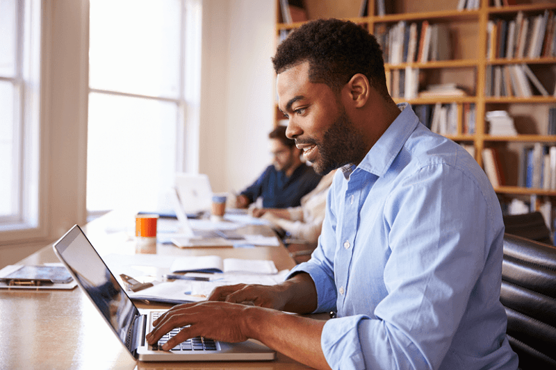man on computer