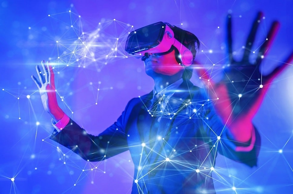 person in a virtual reality
