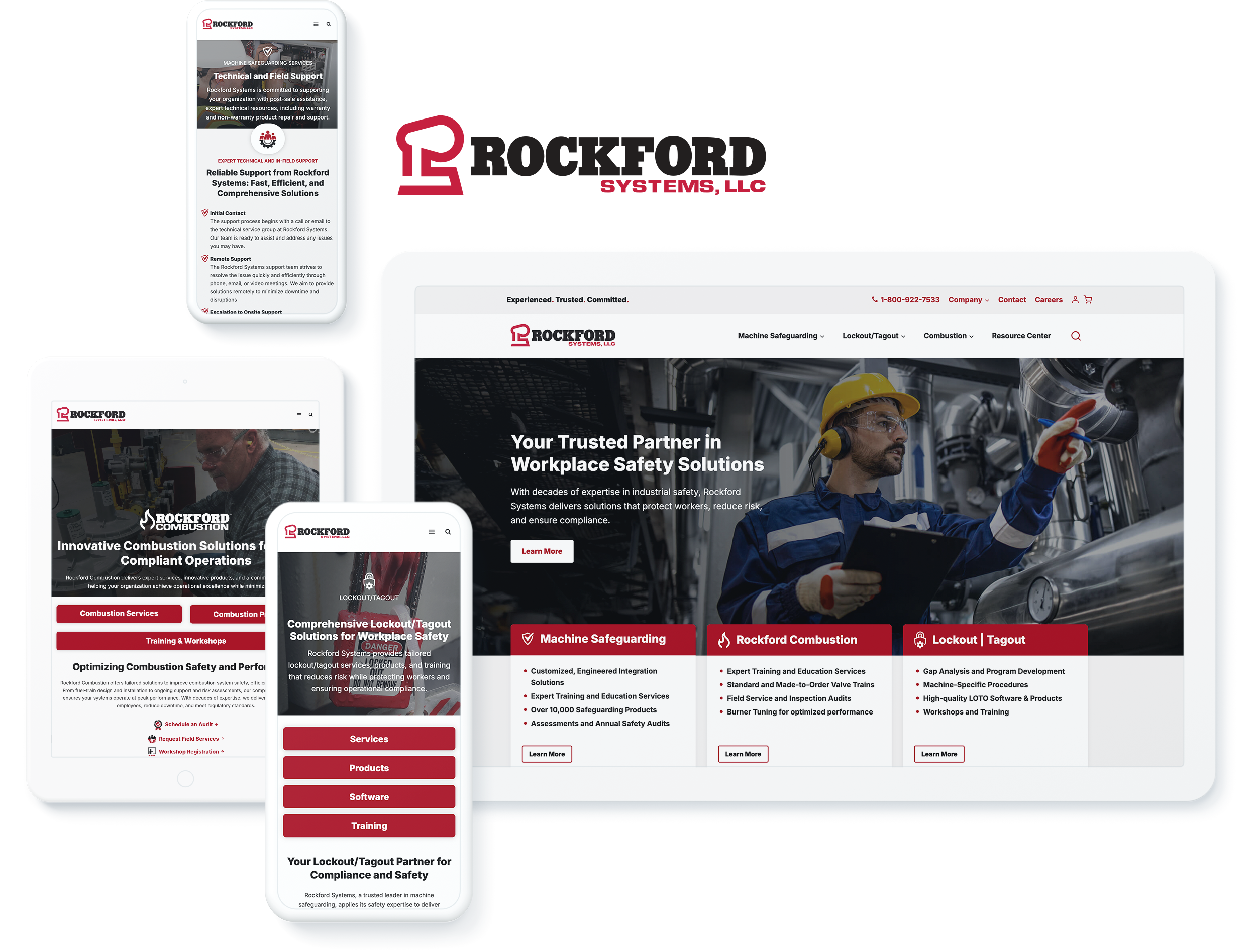 Rockford Systems manufacturing website design on digital devices, highlighting success with web development agency services
