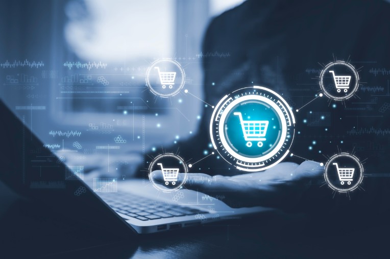 Person using a laptop to shop online, representing ecommerce connectivity and benefits of CDNs for online stores