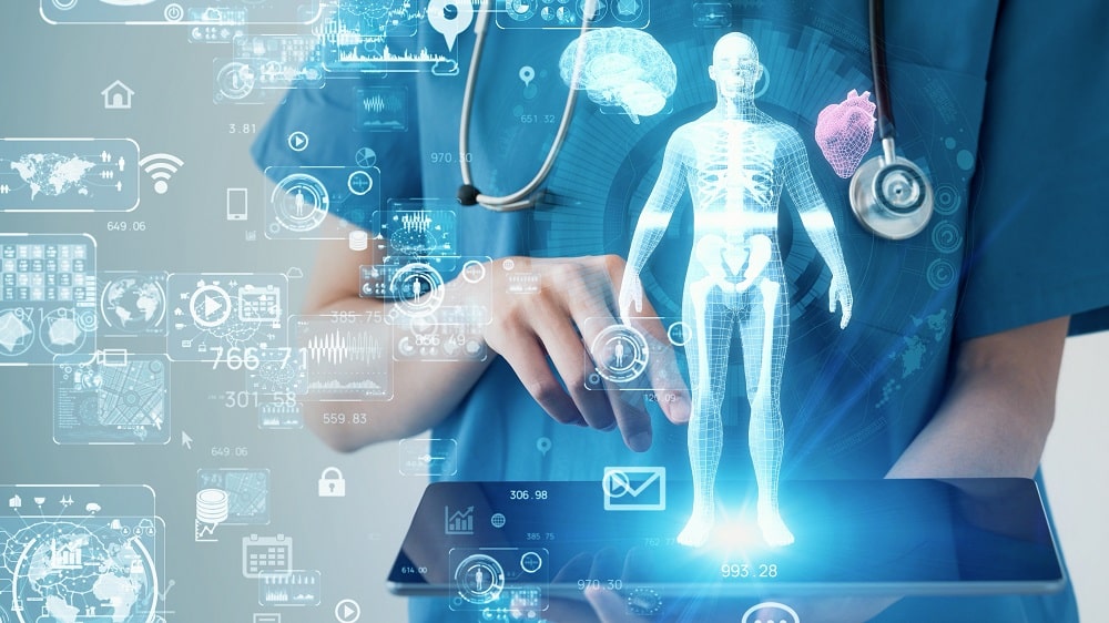 doctor using artificial intelligence on an ipad