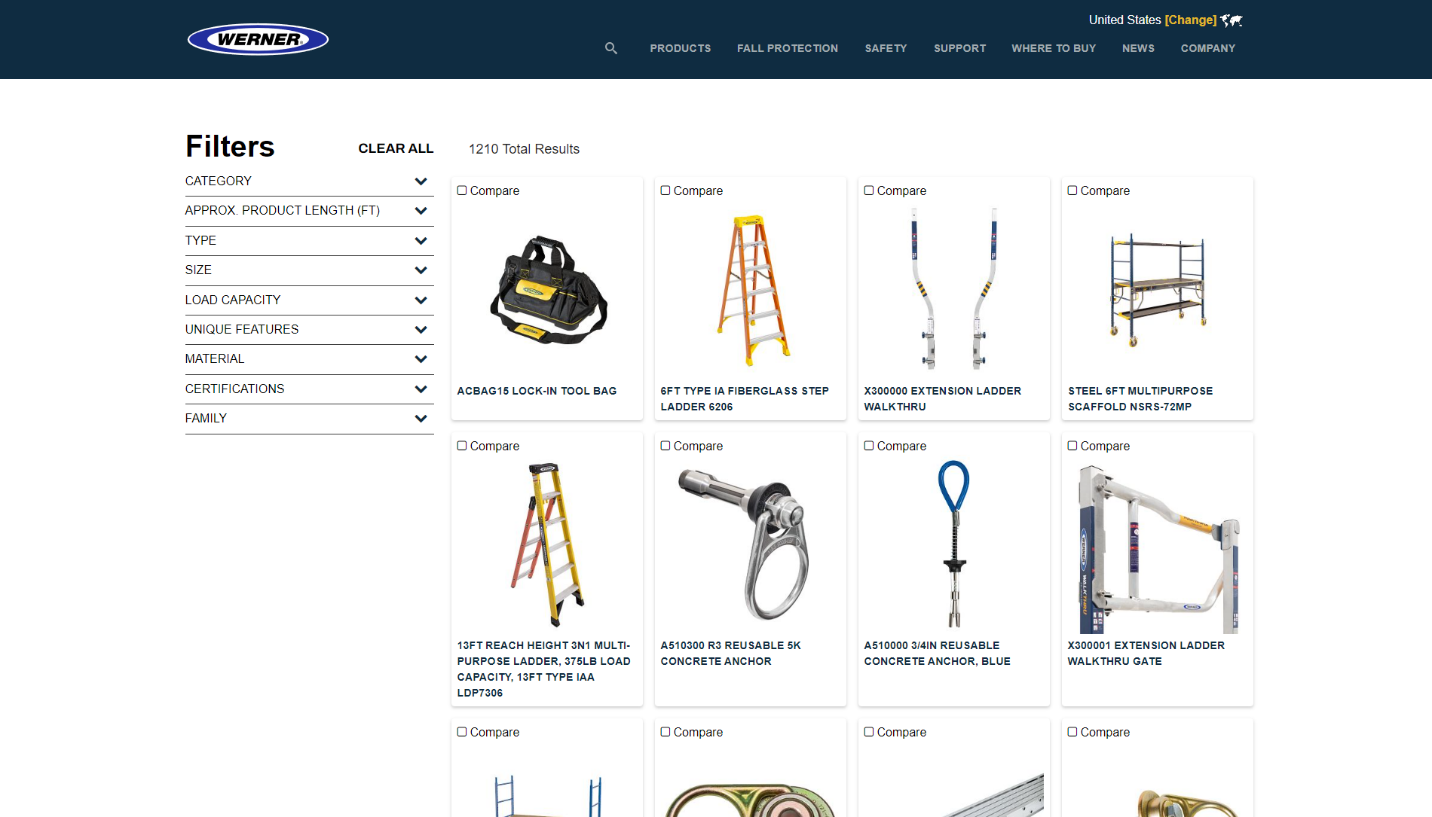 Werner Ladder Company website showcasing a cohesive global design and streamlined digital presence