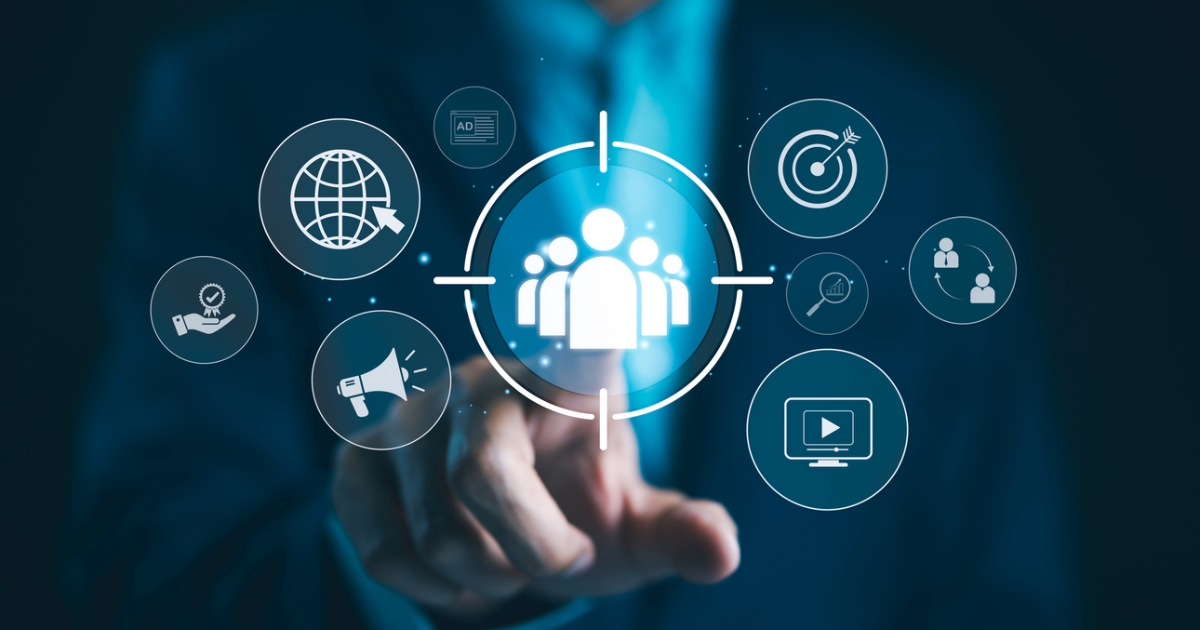 Professional utilizing audience targeting, symbolizing business success with retargeting and digital marketing strategies