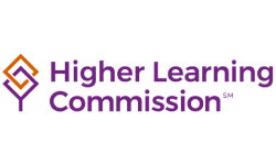Logo of Higher Learning Commission, indicating association success with web development agency services for education and training