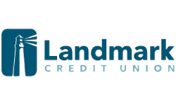 Logo of Landmark Credit Union, indicating financial success with website development agency services