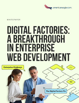 Americaneagle.com whitepaper on website digital factories, featuring agency services for enterprise web development success