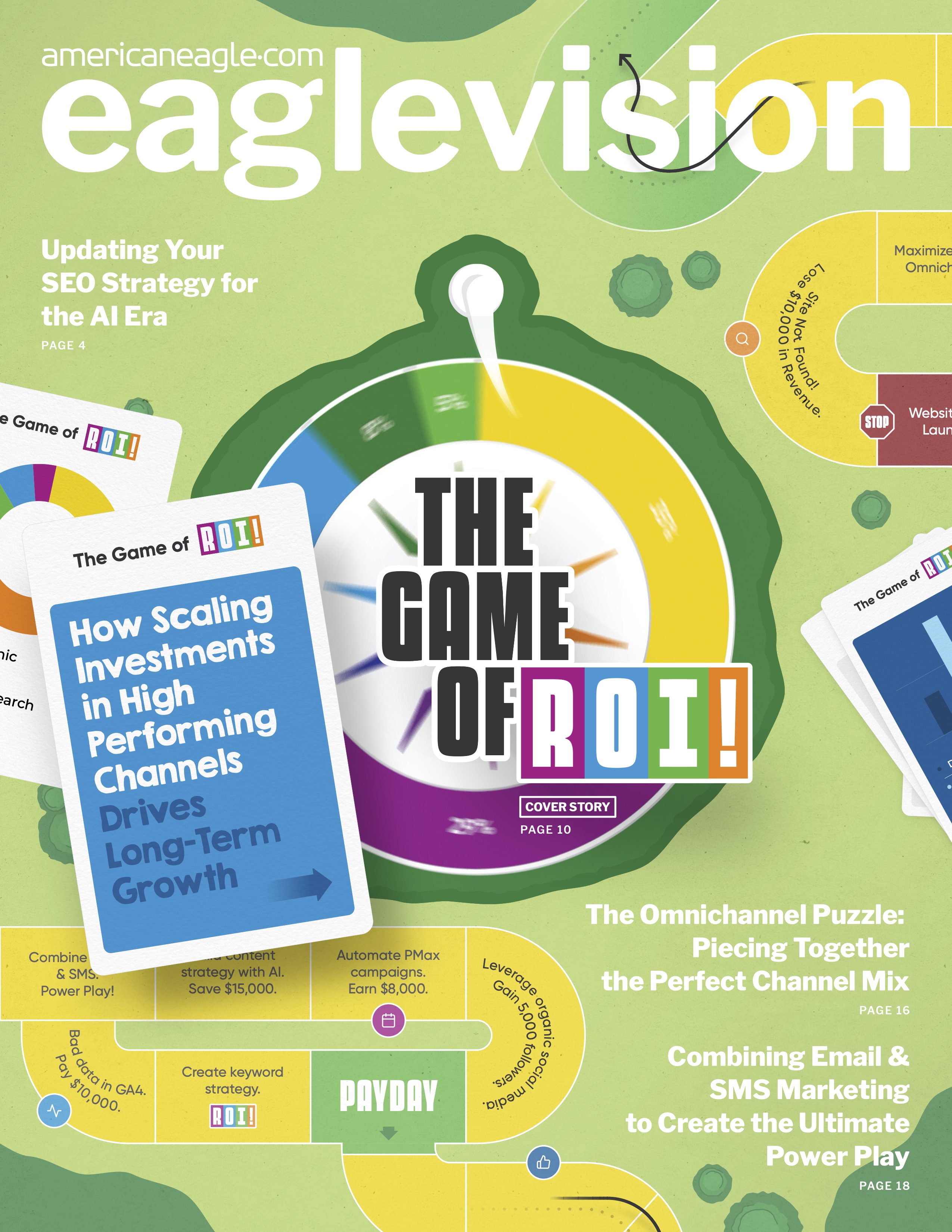 Cover of Eaglevision magazine featuring articles on SEO strategy and omnichannel marketing for digital growth