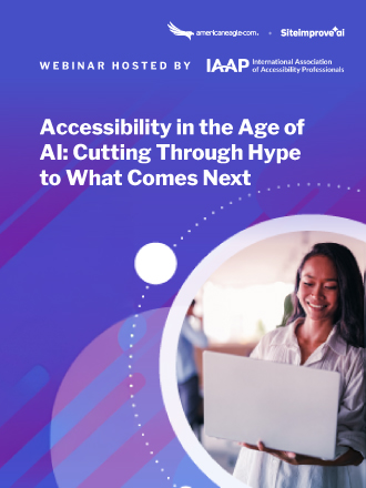 Accessibility in the Age of AI webinar on separating AI hype from the future of digital accessibility with industry experts