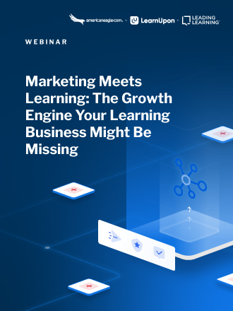 Graphic of webinar titled “Marketing Meets Learning: The Growth Engine Your Learning Business Might Be Missing”