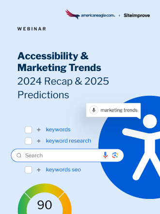 Webinar poster on Accessibility and Marketing Trends for 2024 Recap and 2025 Predictions with digital agency Americaneagle.com