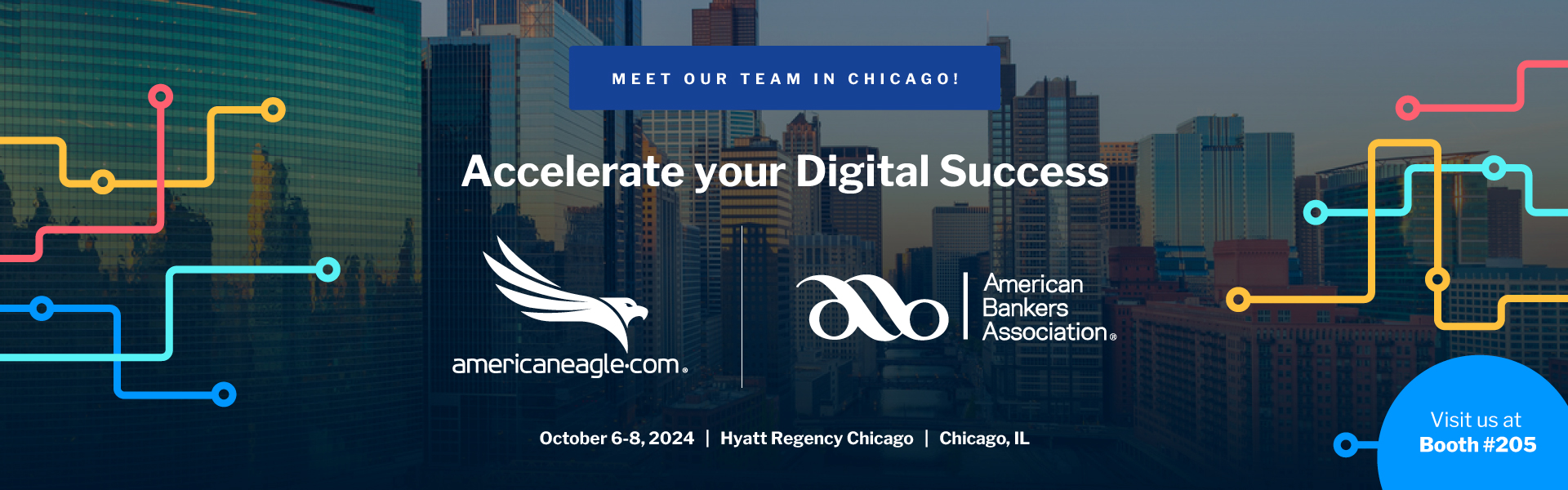 Promotional graphic for American Bankers Association Bank Marketing Conference 2024 event sponsor in Chicago, IL October 2024