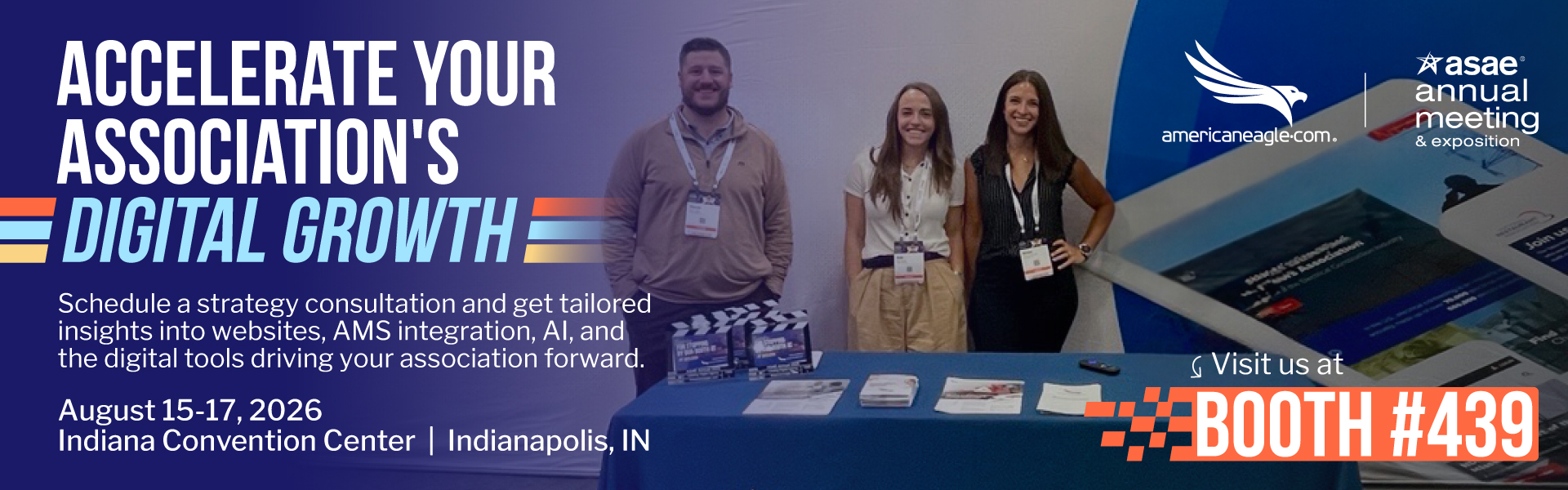 Americaneagle.com offering association digital strategy consultations at booth 439 for 2026 ASAE Annual Meeting attendees