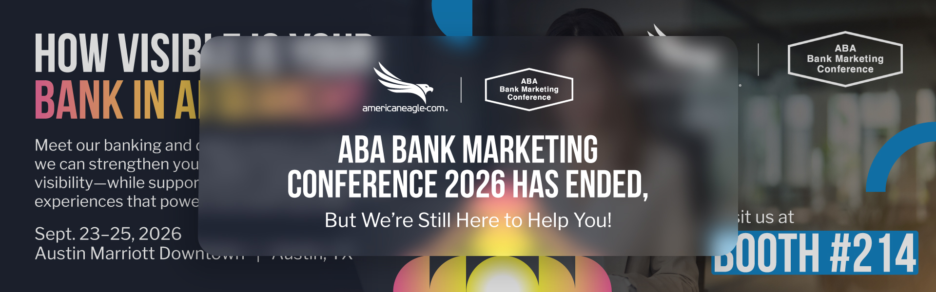 Americaneagle.com offering banking AI search visibility assessment to ABA Bank Marketing Conference 2026 attendees