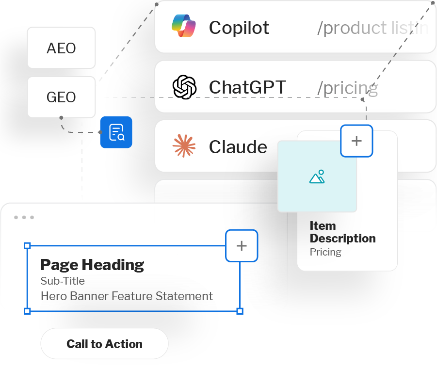 AI content and search visibility services optimizing website pages and product data for LLMs
