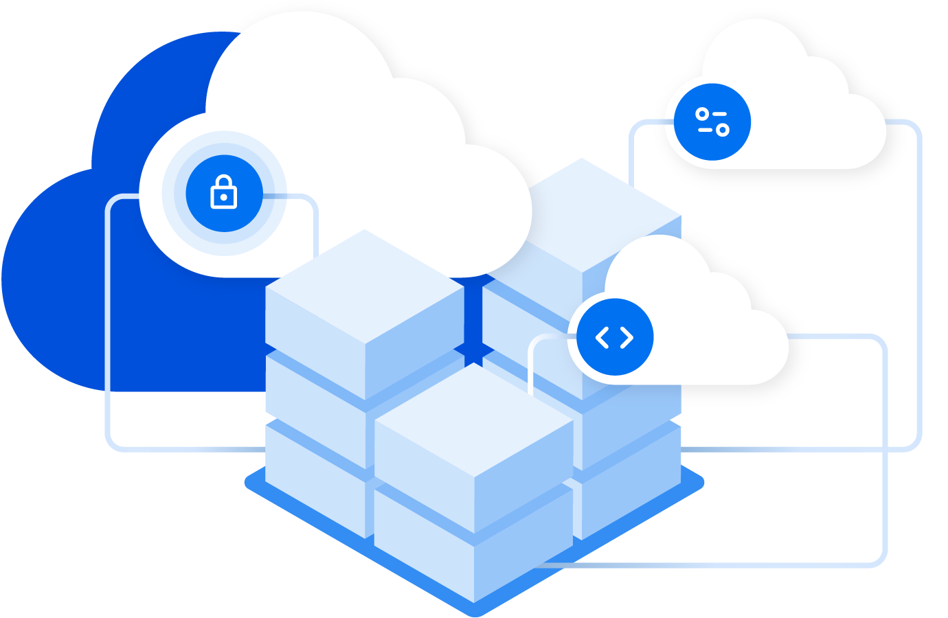 Abstract illustration signifying success with secure cloud storage, encrypted connections, and data management services