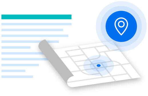 graphic of map and location icon, indicating business success with website agency support to enhance local seo