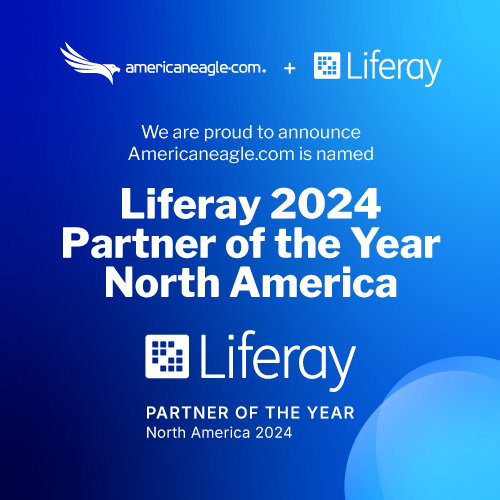 Announcement graphic celebrating Americaneagle.com named as Liferay 2024 North America Partner of the Year