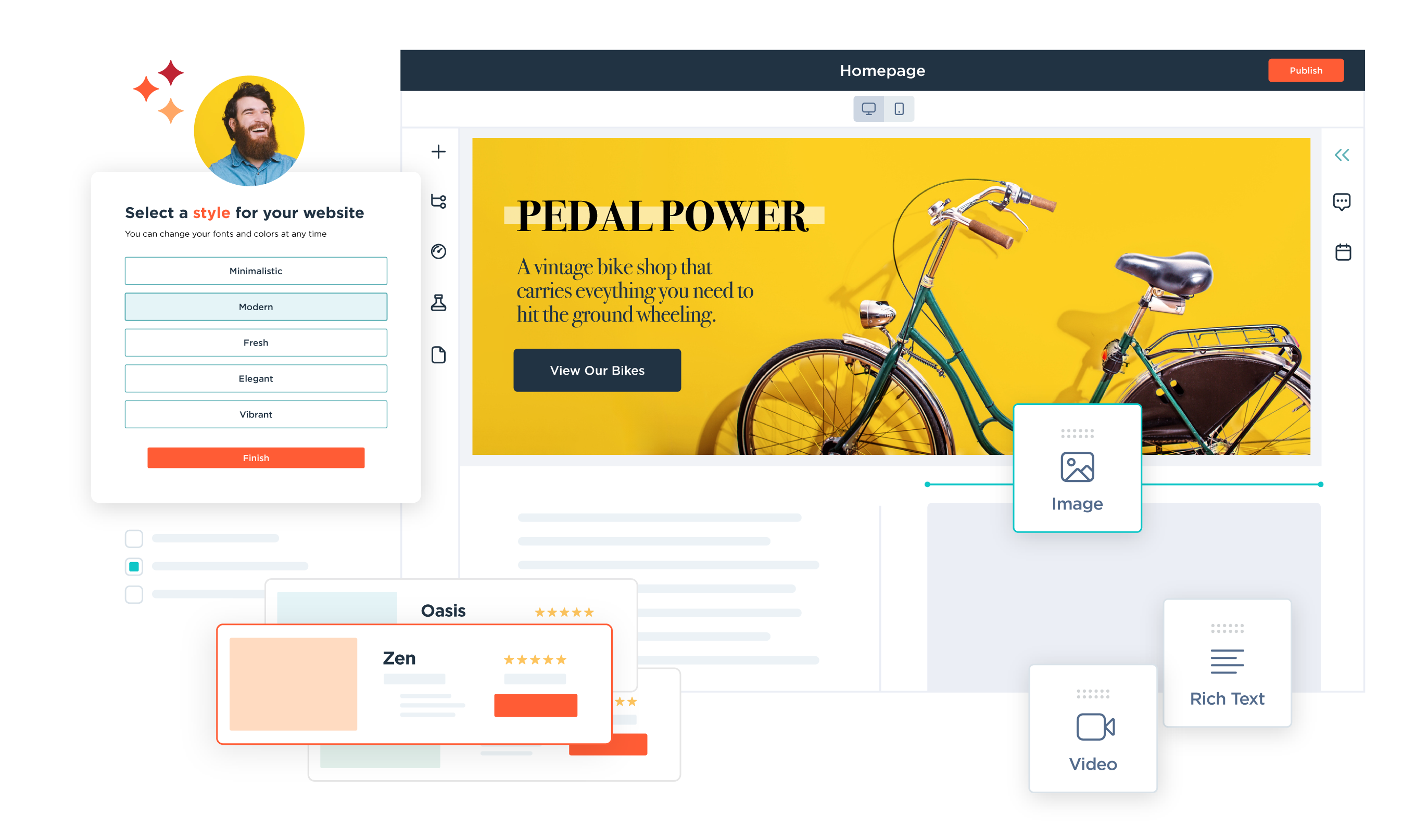 Web design interface showcasing HubSpot website development, design, and digital marketing agency services