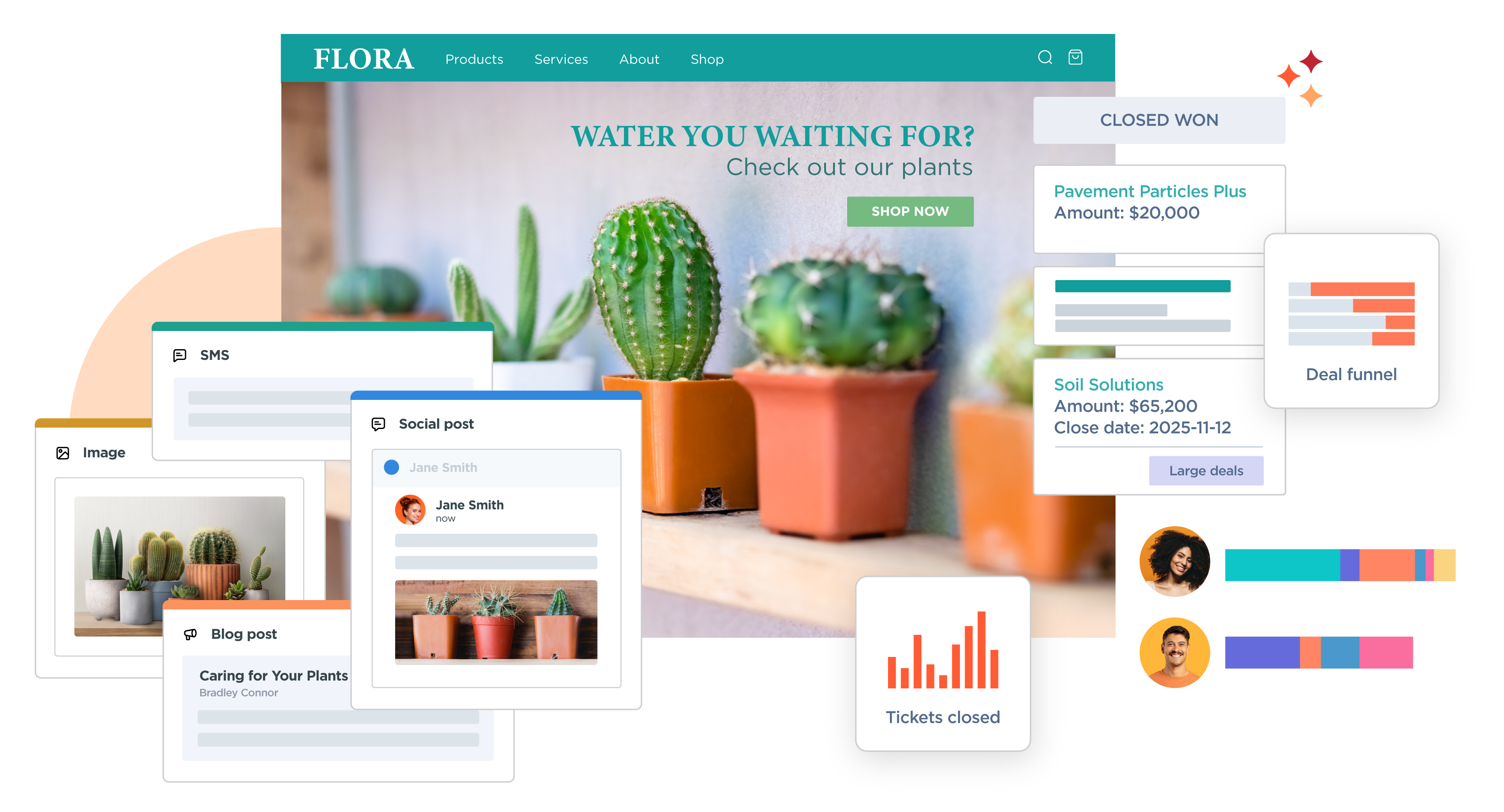 HubSpot dashboard showcasing success with digital marketing tools, CRM analytics, and ecommerce insights for a store website