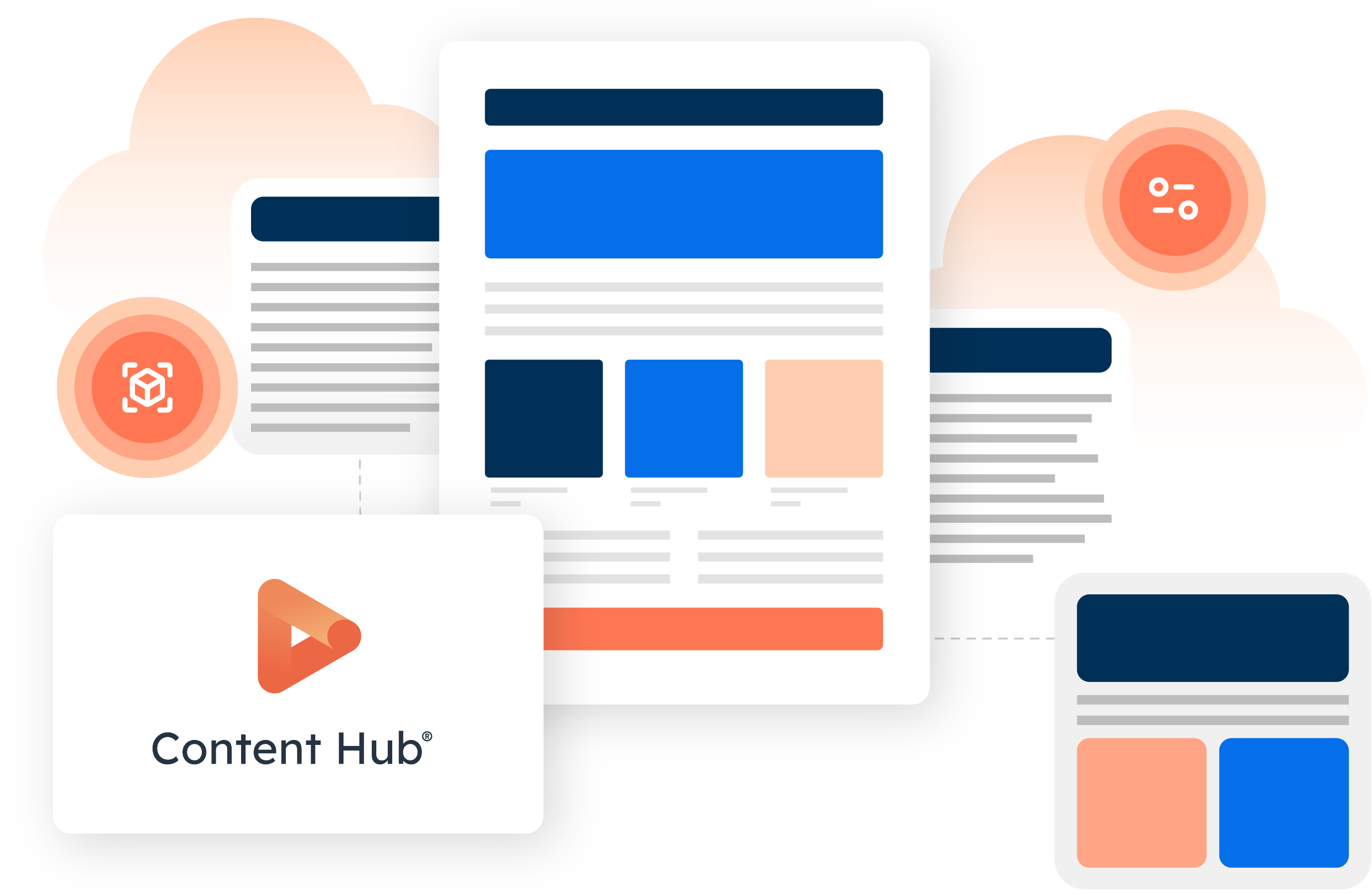Illustration of Content Hub features, signifying success with HubSpot development and digital marketing agency services