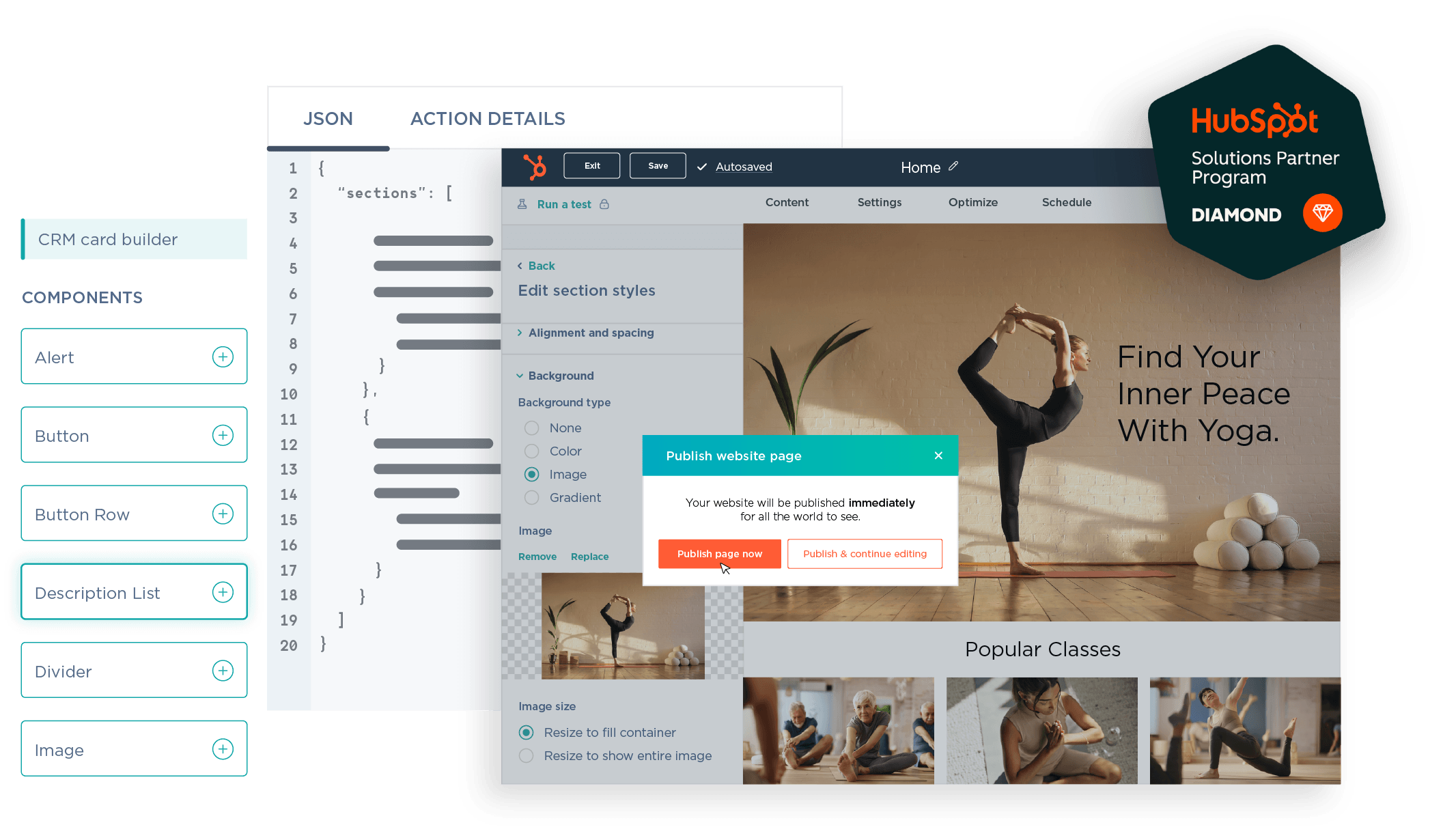 HubSpot interface with HubSpot Diamond Partner badge, highlighting award-winning HubSpot solutions with Americaneagle.com