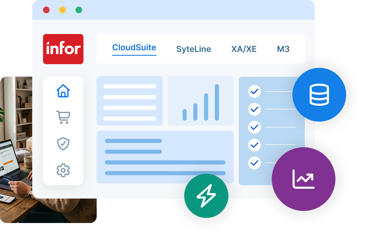 Infor ERP consulting and integration showcasing seamless connection between your ERP and business data for ecommerce success