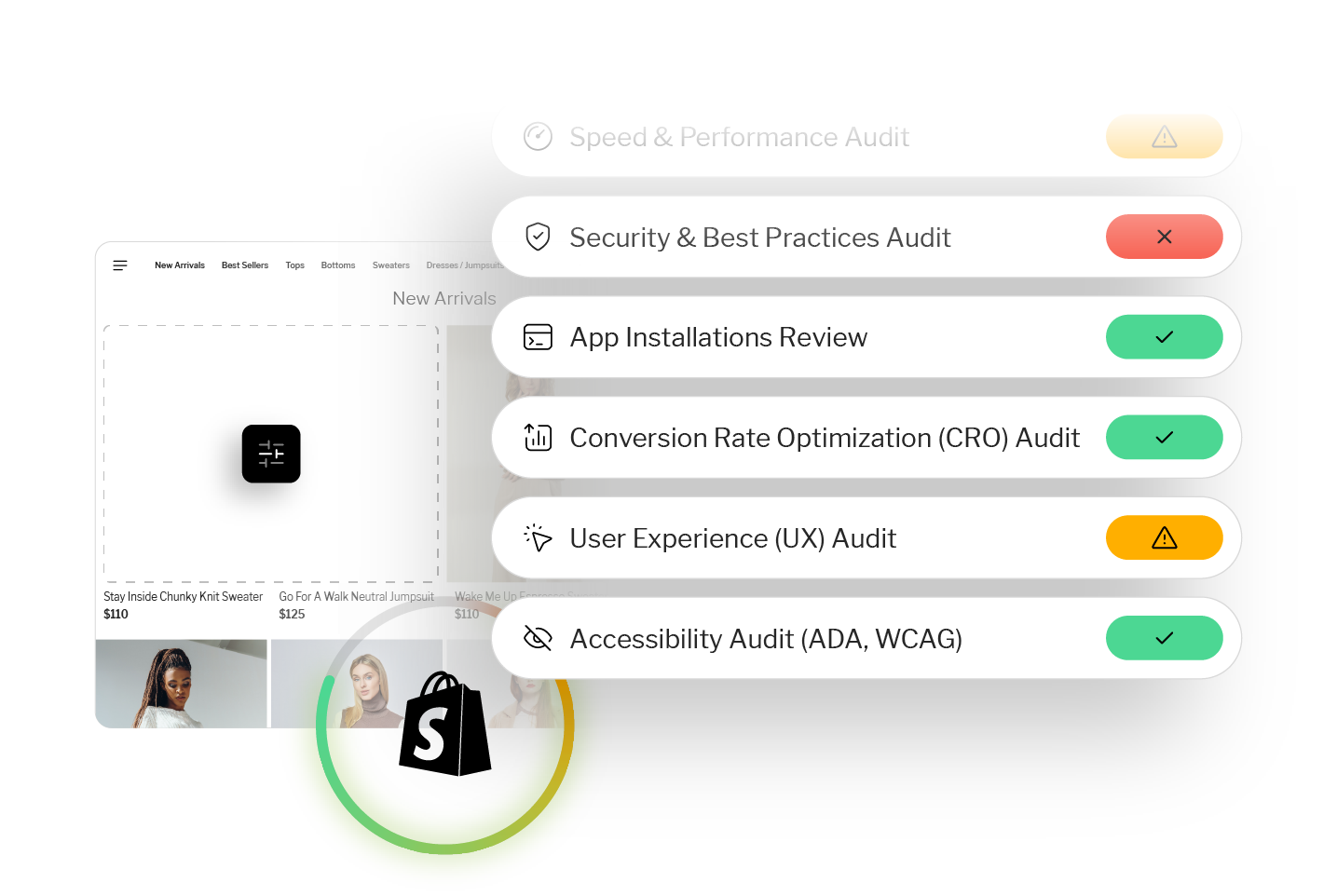 Website audit with performance, security, CRO, UX, and accessibility checks for business success with Shopify agency services