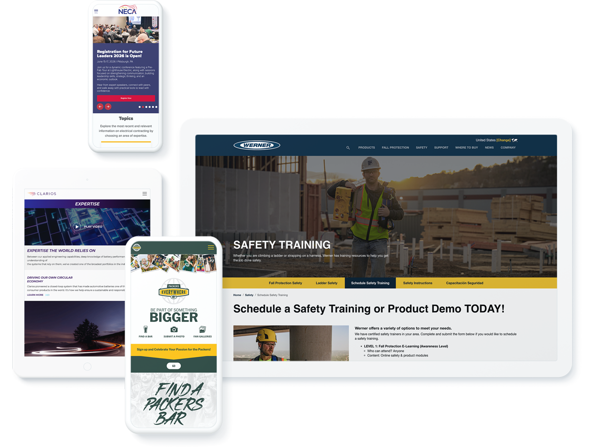 Sitefinity website examples across different devices