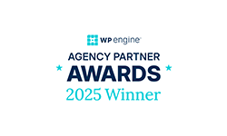 WP Engine 2025 Agency of the Year North America Award, signifying success with WP Engine partner agency services
