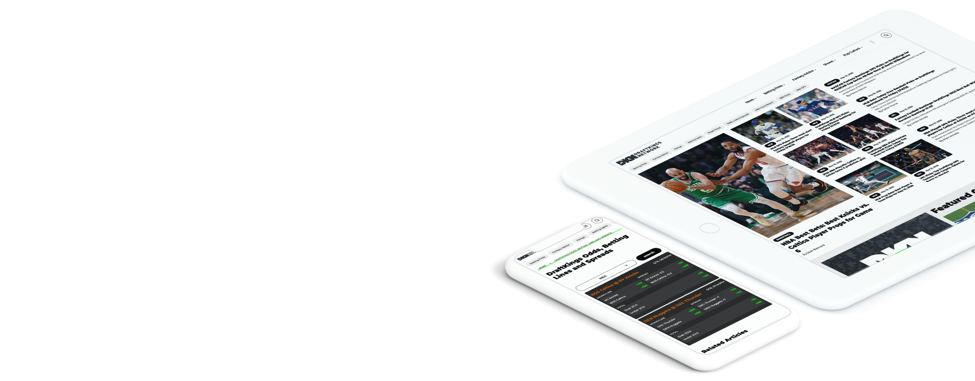 DraftKings sports and entertainment website on devices, showcasing successful Wordpress web design and development services