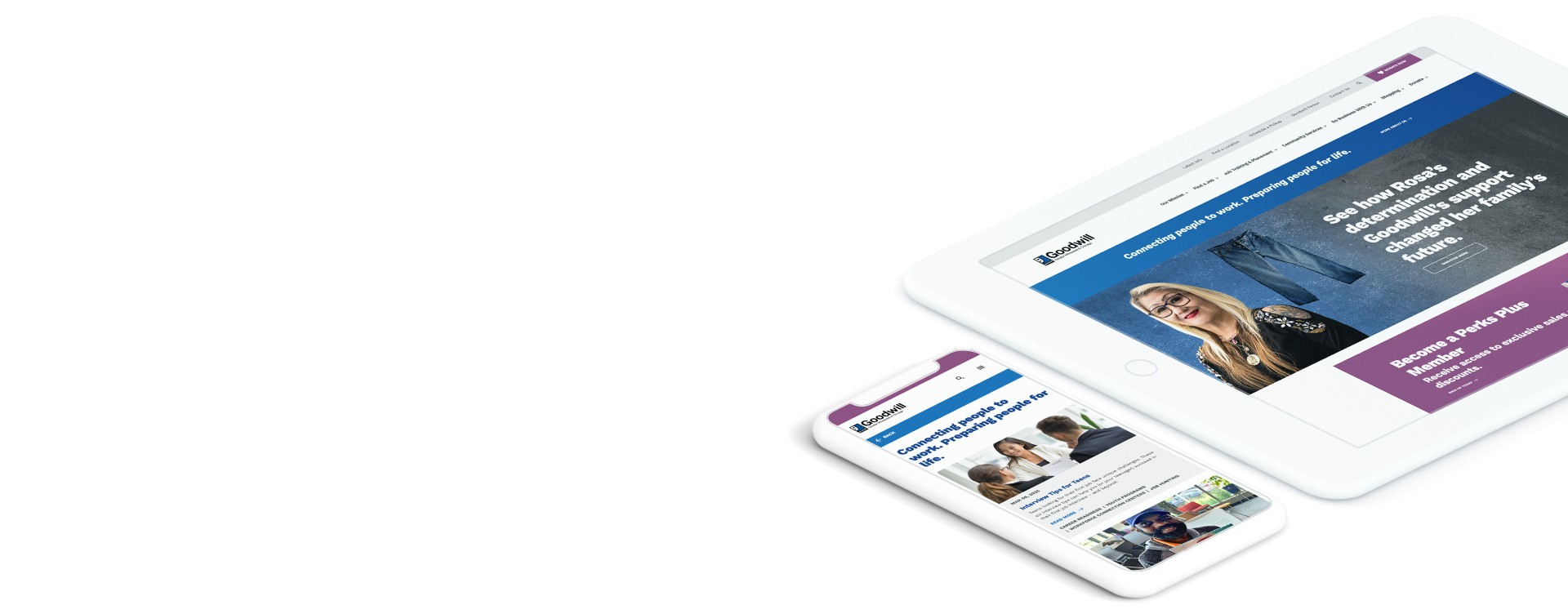 Goodwill of Greater Milwaukee and Chicago website on devices, depicting successful web design and development agency services