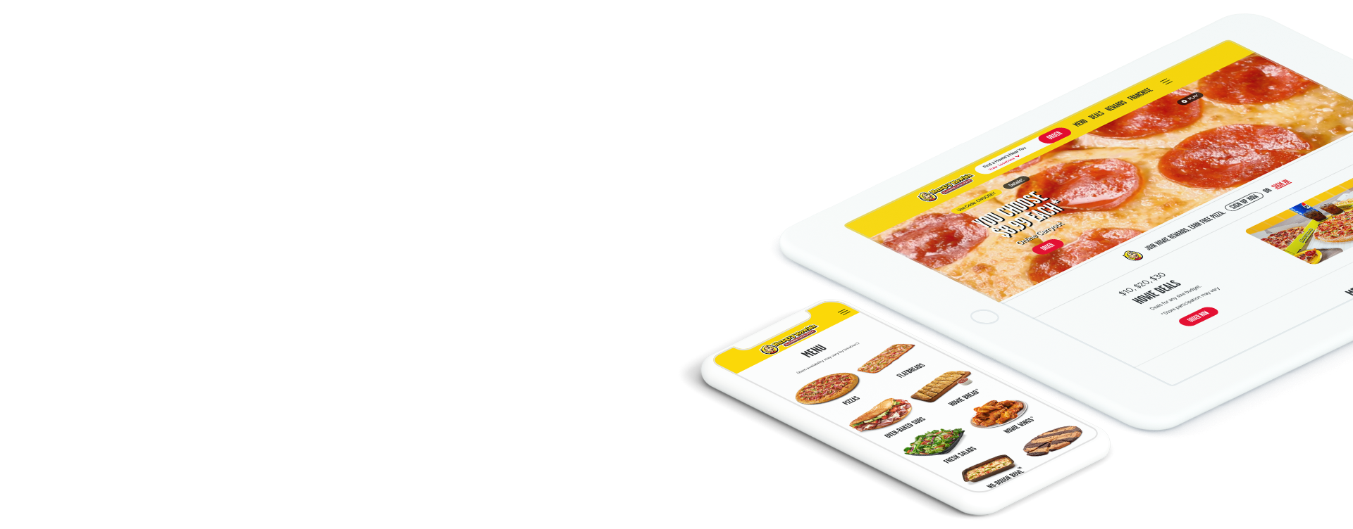 Hungry Howie's website on devices, highlighting success with search engine optimization agency services for consumer goods