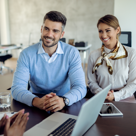 Satisfied credit union members, depicting business success with digital agency solutions for financial services
