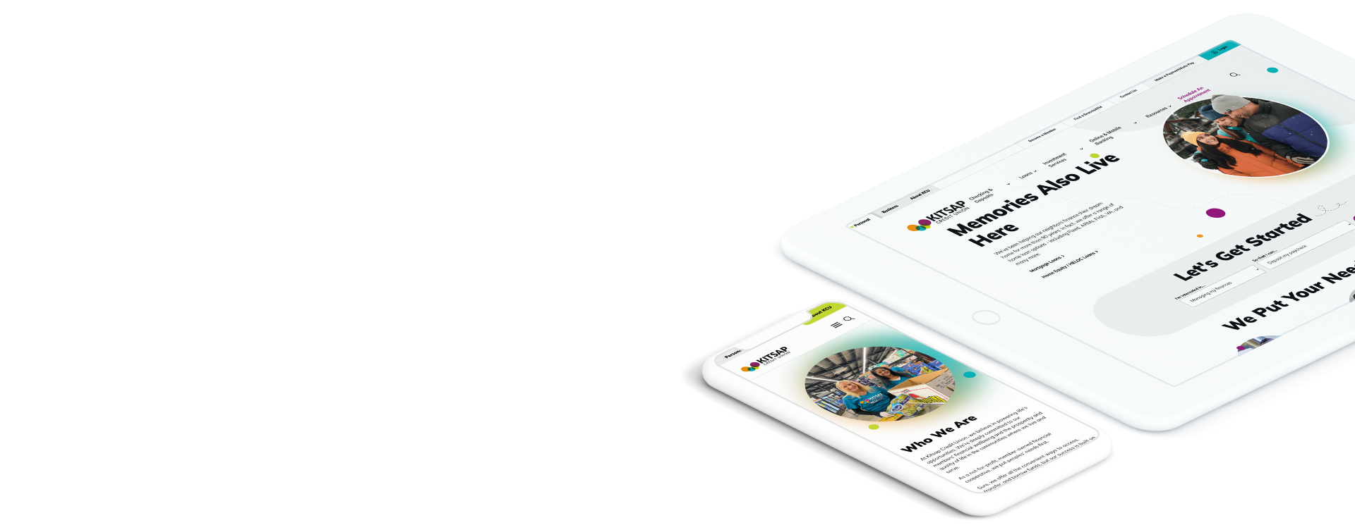 Kitsap Credit Union website on device screens, signifying business success with web design and development agency services