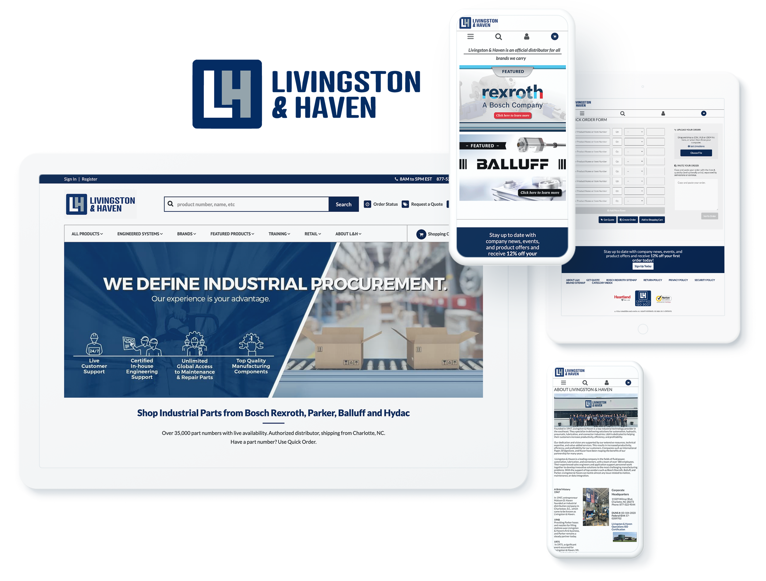 Livingston & Haven ecommerce website across digital devices, depicting success with B2B email marketing agency services