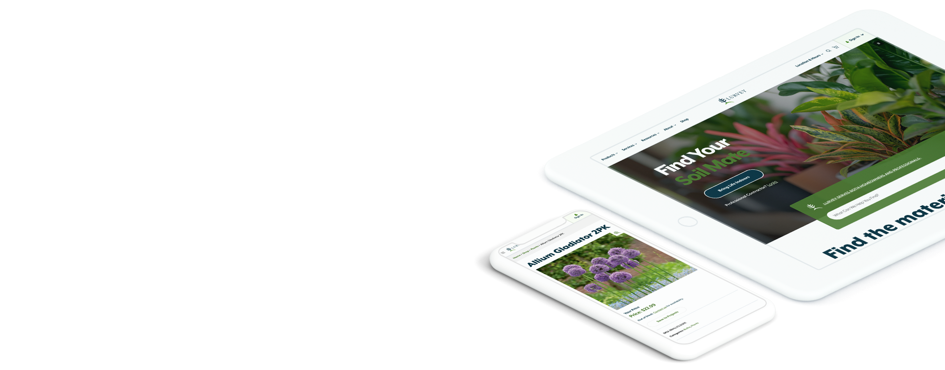 Lurvey Home and Garden professional services website on devices, signifying success with web design and development agency