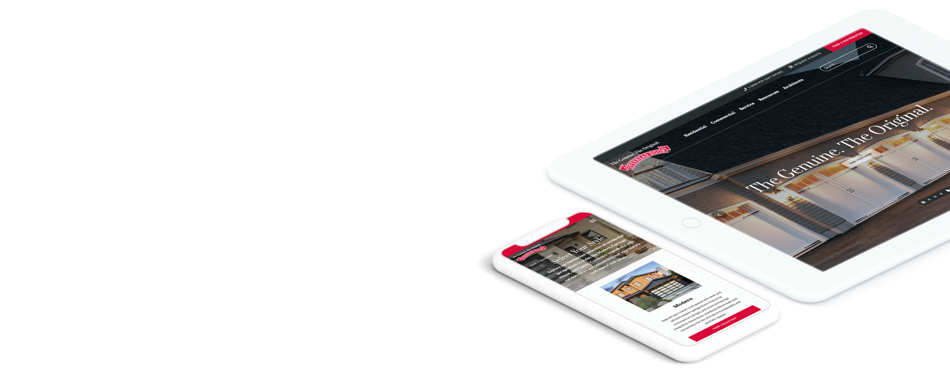Wayne Dalton Overhead Door website on devices, depicting success with manufacturing website development agency services