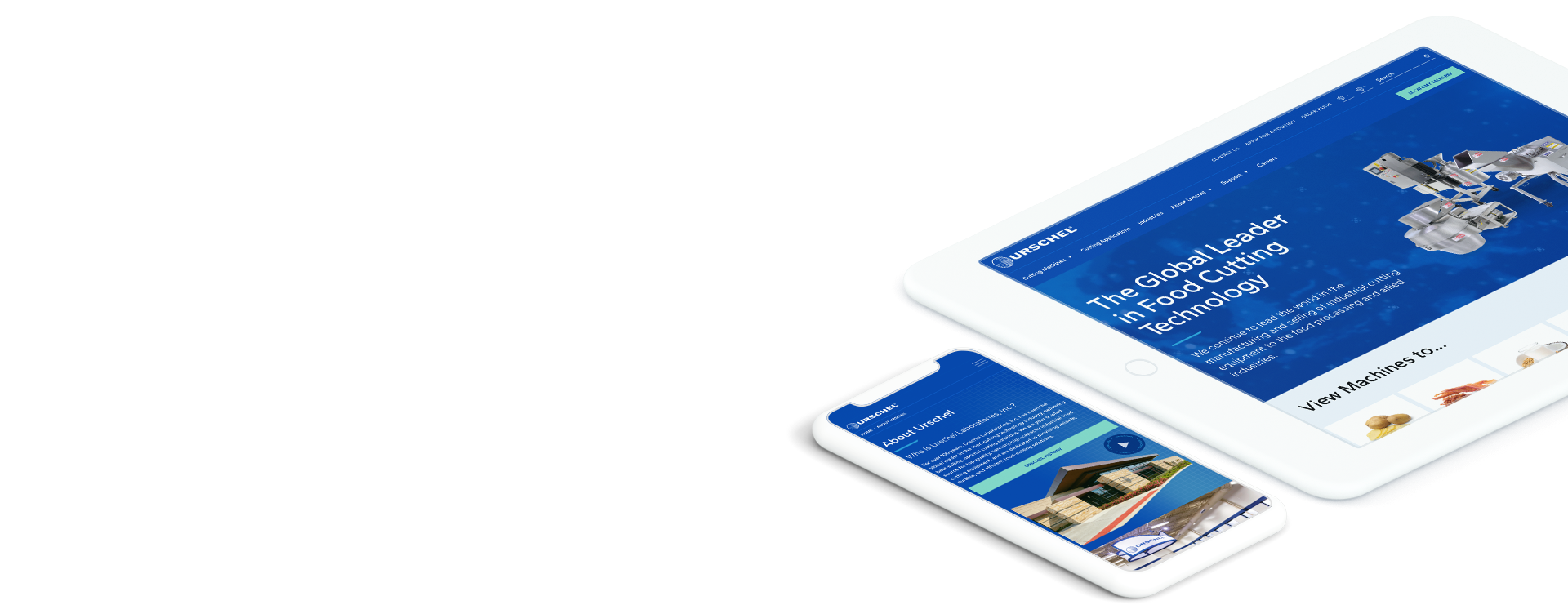 Urschel Laboratories website on device screens, representing business success with web design and development company