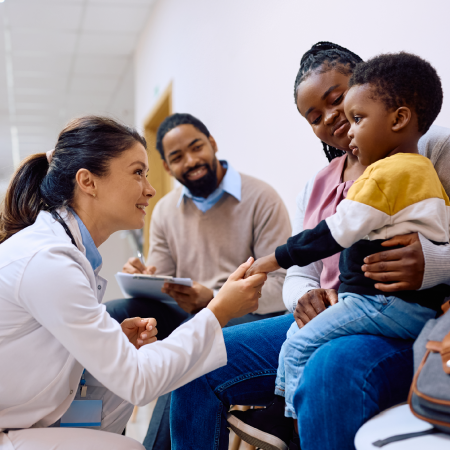 Healthcare professional interacting with patient, depicting successful digital agency solutions for personalized experiences