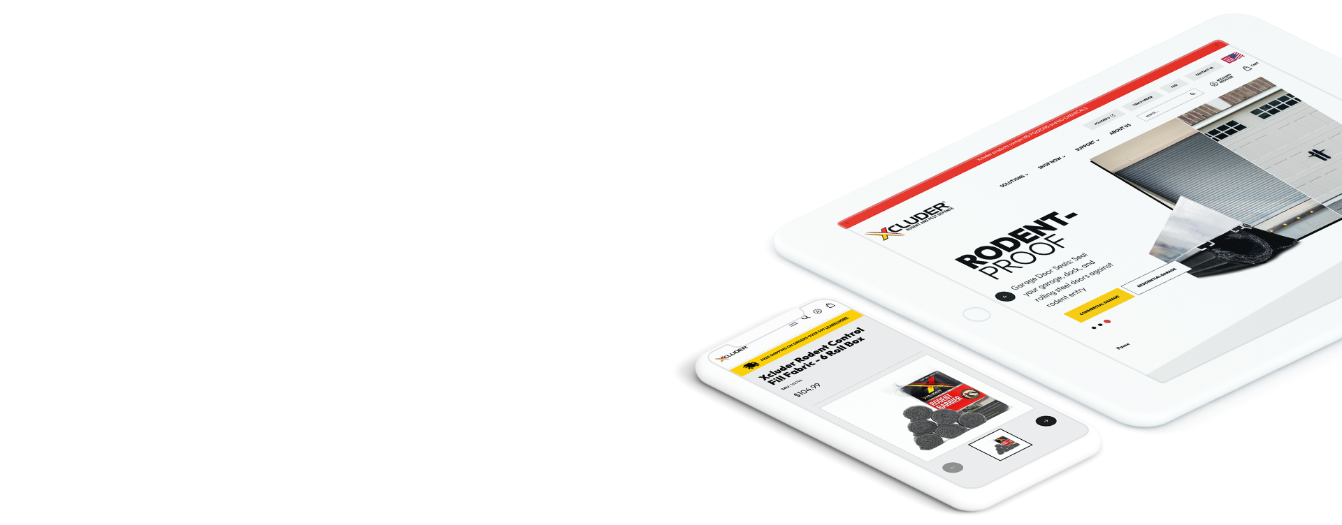 Xcluder website on devices, highlighting business success with BigCommerce web design and development agency services