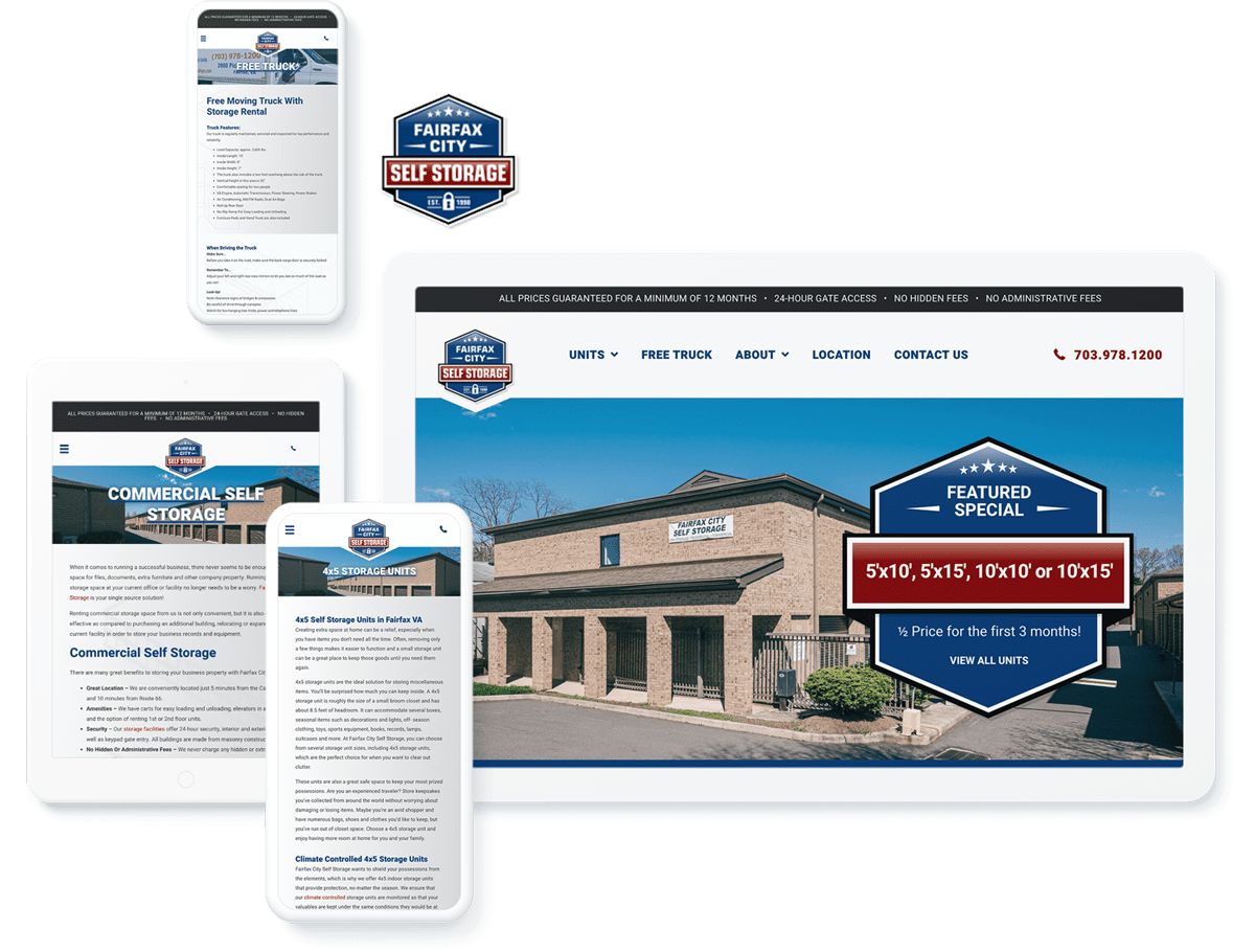 Fairfax City Self Storage web design and digital marketing