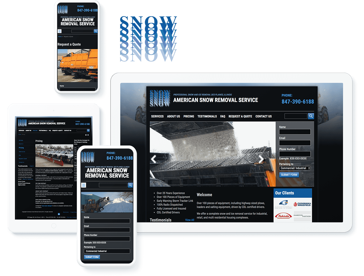 American Snow Removal Service web design and development