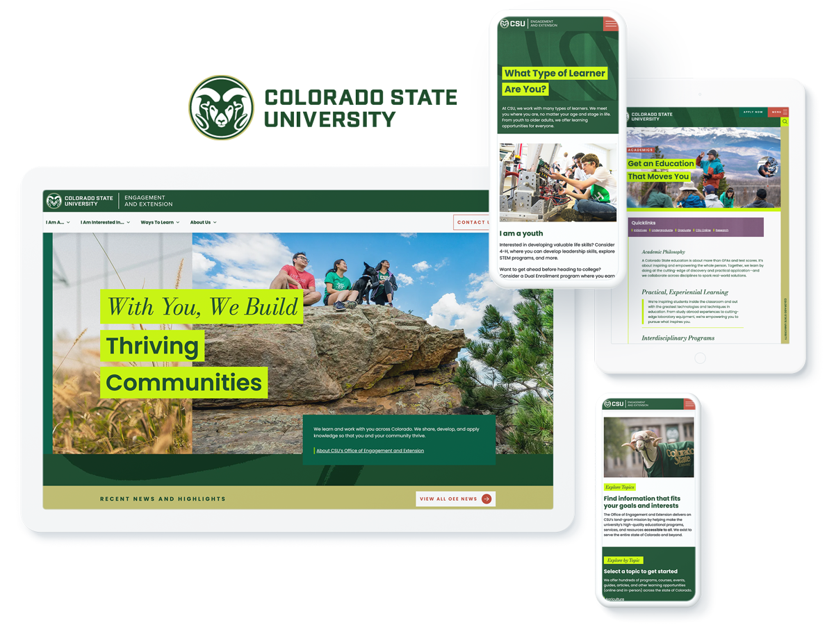 CSU website on devices, depicting success with web design and development agency services for promoting educational programs