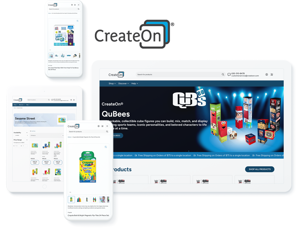 CreateOn website on digital devices showcasing successful digital marketing for ecommerce