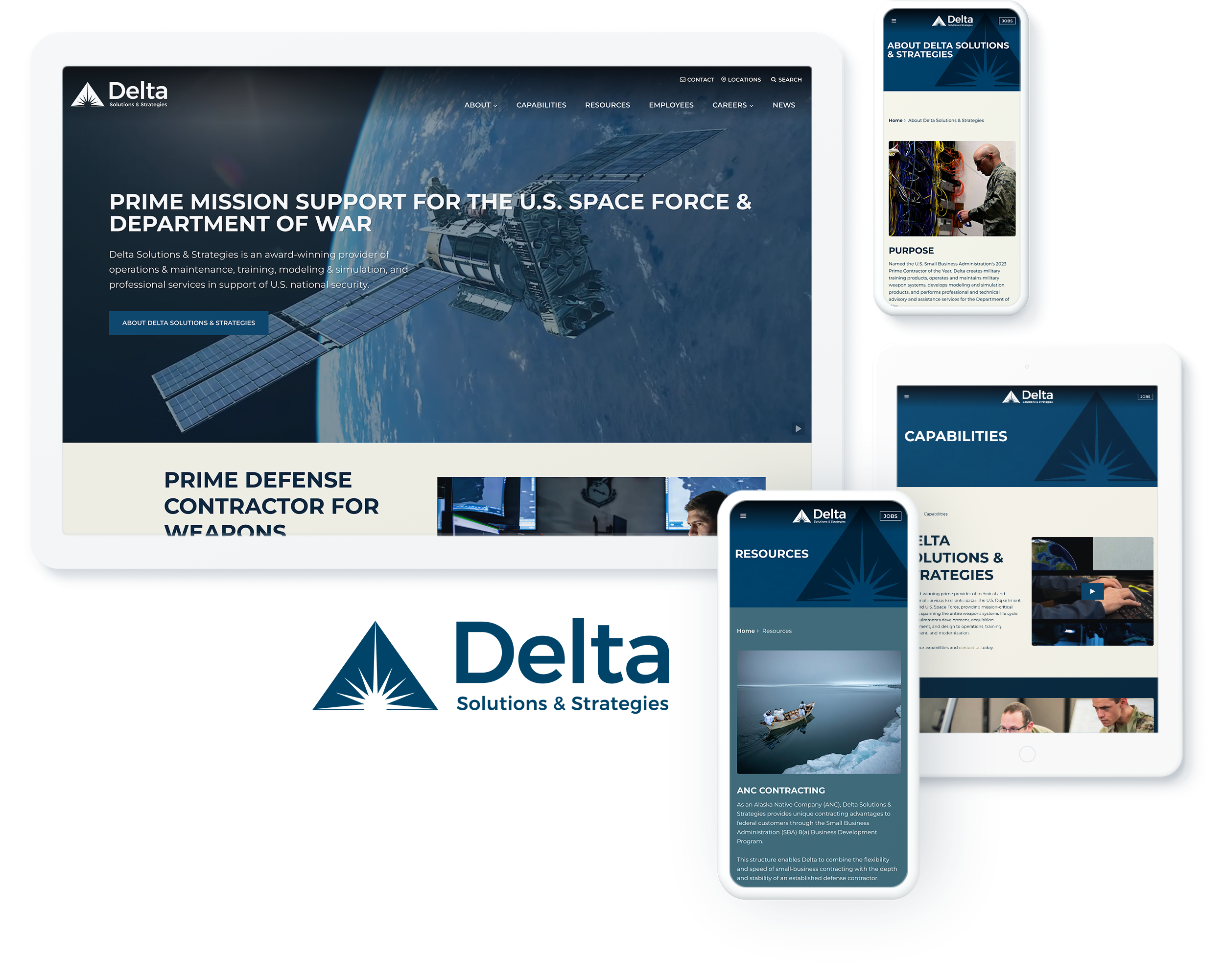 Website design and development for Delta Solutions & Strategies, supporting its government defense and space mission services